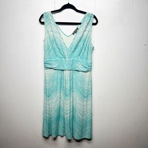 Tommy Bahama Tropical Sleeveless V-Neck Women's Midi Dress Size Large Stretch
